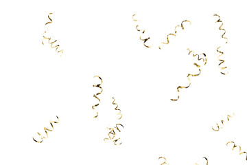 Elegant gold serpentine streamers create a festive and joyful mood, perfect for celebrating new year, birthdays, or holidays with a touch of golden glamour