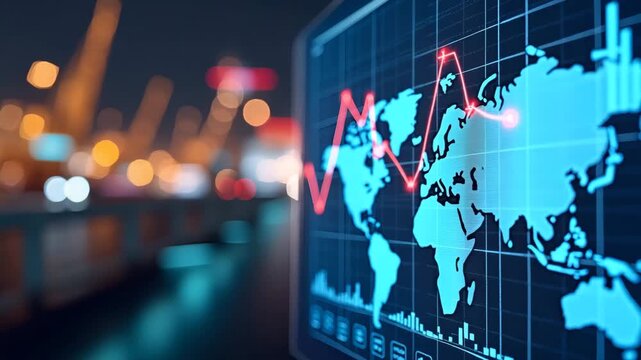Market analysts reporting Asia export drop trends by charting monthly decline in shipments to key markets highlighting supply chain disruptions demand shifts in  Photo Stock  Concept  and empty space 