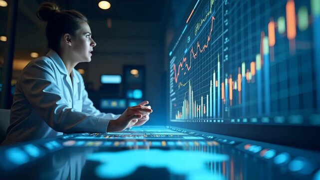 Data scientists designing international trade graph infographics to highlight Canada USA trade metrics tariff shifts and sector performance trends in  Photo Stock  Concept  and empty space on the left