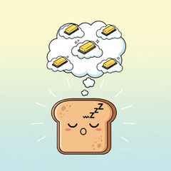 Sleeping Toast Dreaming of Butter A Whimsical Food Fantasy.