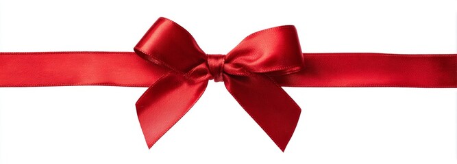Red Ribbon Bow Isolated on White Background.