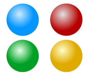 Colorful Glossy 3D Ball Sphere Set — Shiny Blue, Red, Green, and Yellow Gradient Circles Ball Sphere in Transparent Background 