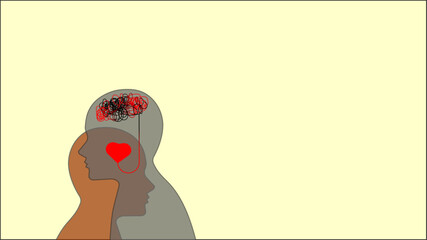 Obraz premium Mental and Emotional Health — Connection Between Mind and Heart, Abstract Vector Illustration