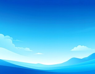 Obraz premium Serene Blue Landscape with Gentle Hills and Soft Clouds.