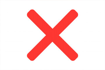 Obraz premium Red cross rejecting a choice, confirming an error, or marking a cancellation with transparent background