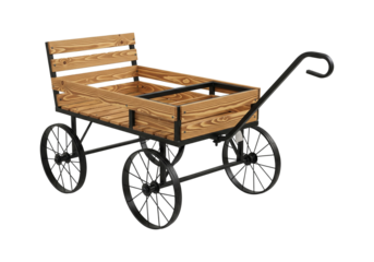 Rustic Wooden Garden Cart with Black Frame