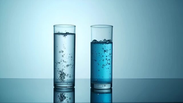Side by side comparison of clear vs dirty water samples held in glass cylinders highlighting turbidity and color difference for educational context in  Photo Stock  Concept  and empty space on the lef