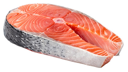 fresh raw salmon steak fillet isolated on white background