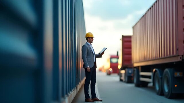 Logistics managers optimizing operations under tariff constraints by rerouting shipments and negotiating carrier agreements to maintain delivery schedules in  Photo Stock  Concept  and empty space on 