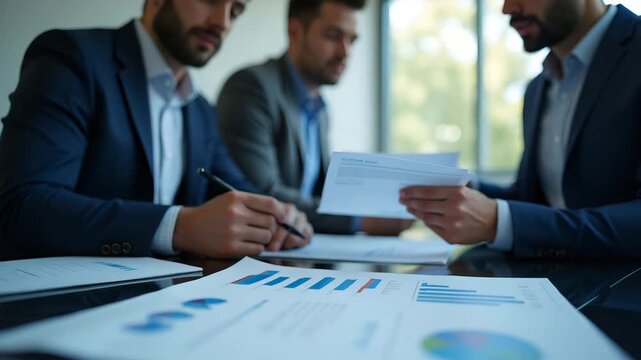 Asset management team compiling asset value decline reports highlighting mark to market losses impairment charges and portfolio valuation adjustments in  Photo Stock  Concept  and empty space on the l