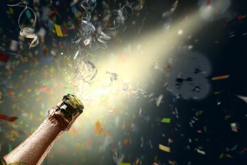 Champagne Explosion with Confetti and Streamers