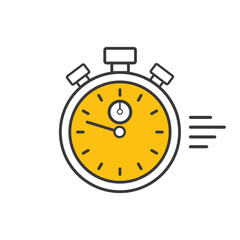 Obraz premium Yellow stopwatch icon – fast time management, countdown, deadline, timer, speed, productivity, and efficiency concept in minimalist vector design