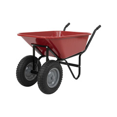 Red Dual-Wheel Wheelbarrow for Garden Work