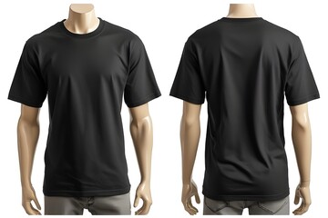 Black T-Shirt Mockup Front and Back - Casual Apparel Display