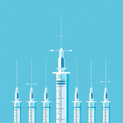 Graphic arrangement of syringes for medical research and healthcare themes