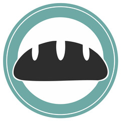 Obraz premium Loaf of bread stylized vector icon inside circular design element for bakery or food shop
