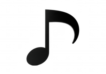 Black musical note isolated on a transparent background