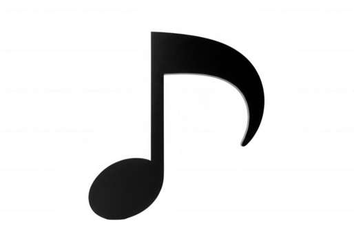 Black musical note isolated on a transparent background