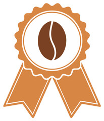 Premium coffee bean award ribbon badge icon for quality certification