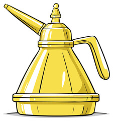Bright yellow oil can with a long spout and curved handle for lubrication