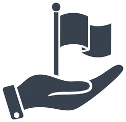 Hand Holding a Flag Icon Symbolizing Victory Achievement or Support