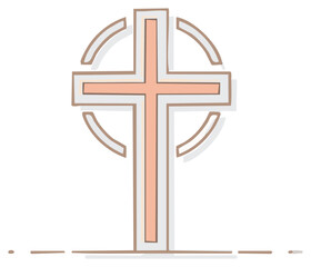 Artistic hand drawn Celtic cross icon in a simple minimalist style representing faith and spirituality