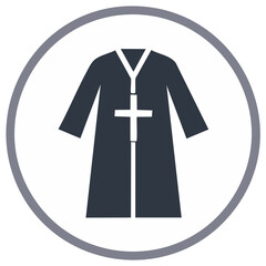 Clerical Robe with Cross Symbol Inside Circle Icon