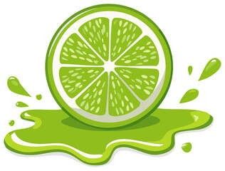Slice of fresh lime with splashing juice
