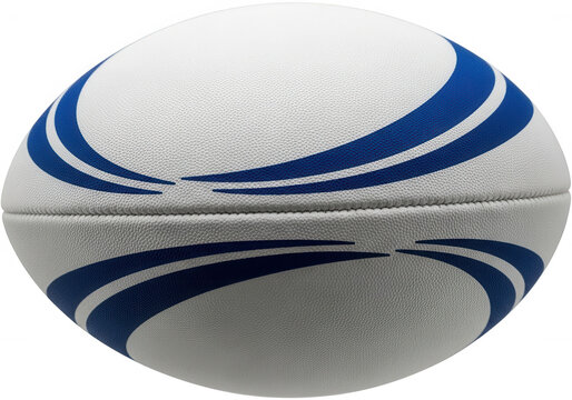 White rugby ball blue stripes isolated on a transparent background - Powered by Adobe