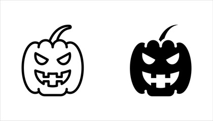 Halloween pumpkin icon set, Jack o lantern icon, scary halloween concept, vector illustration on white background