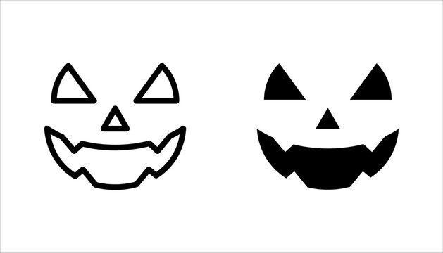 Scary monster faces icon set. Jack o lantern face halloween pumpkin concept vector illustration on white background
