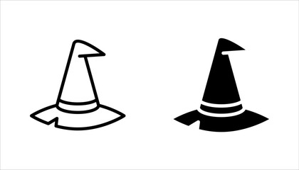 Fototapeta premium Witch hat icon set, holiday and halloween, wizard hat vector illustration on white background