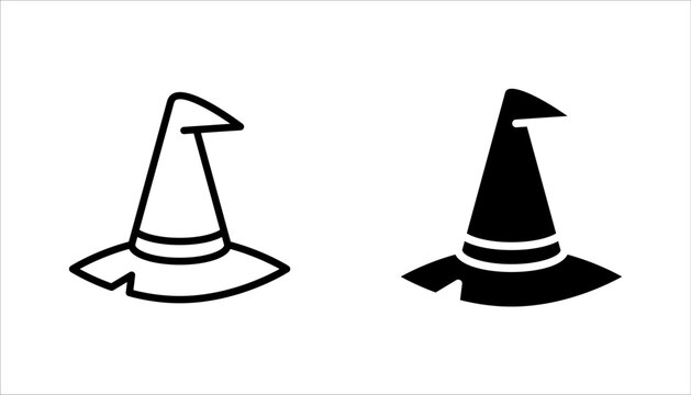 Witch hat icon set, holiday and halloween, wizard hat vector illustration on white background