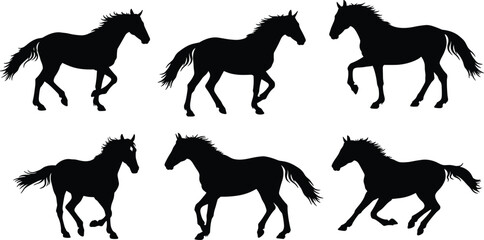 Lion silhouette, African wildlife, wild animal, big cat, predator, majestic mane, walking lion, running lion, safari art, nature vector