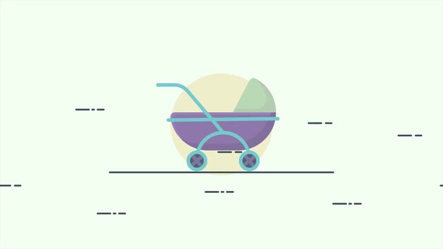 Animation video of sweet cartoon baby stroller for parenting, education, and product promotion purposes video animation