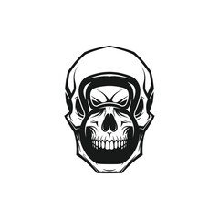 Obraz premium Intense skull fused with kettlebell design for powerful fitness brand, perfect for edgy gym promotions or hardcore workout apparel merchandise