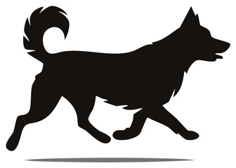 Obraz premium Running Dog Silhouette Illustration, Domestic Animal Design, Canine Pet In Motion