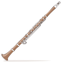 Fototapeta premium Clarinet illustration isolated on white, woodwind instrument for orchestra or band performance