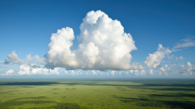 Aerial view of clouds casting shadows over vast open fields, evoking simplicity and elegance
