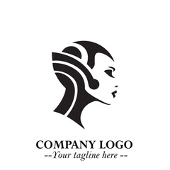 woman, robot, head, logo, symbol, black, white, background, beautiful, futuristic, minimalist, vector, illustration, design, art, modern, clean, abstract, creative, outline, silhouette, cyber, android