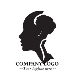 woman, robot, head, logo, symbol, black, white, background, beautiful, futuristic, minimalist, vector, illustration, design, art, modern, clean, abstract, creative, outline, silhouette, cyber, android