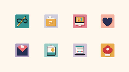Vector Icon Set Modern Flat Icons with Social Media and Communication Elements