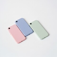 Three Pastel Colored Phone Cases Arranged On A White Background