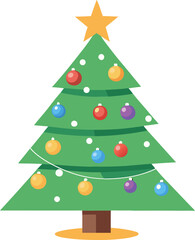 Obraz premium Vector Illustration of a Christmas tree with lights on a transparent background