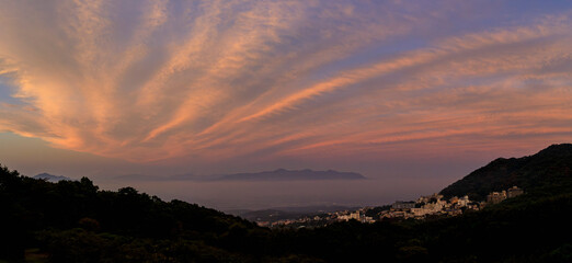 伊香保温泉　長峰展望台　夕焼け