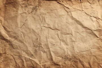 A richly textured background showcasing the intricate details of aged, crumpled brown material. The surface features a multitude of deep creases, subtle wrinkles, and organic cracks, contributing to i