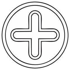 Fototapeta premium Minimalist black and white plus sign icon in a rounded circle for user interface design