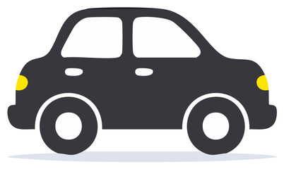 Simple Black Car Vector Illustration Automotive Design Icon for Transportation