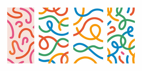 Vibrant abstract swirls and curves in a playful pattern design