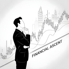 Businessman Observing Rising Financial Graph – Economic Growth and Market Success Concept”
